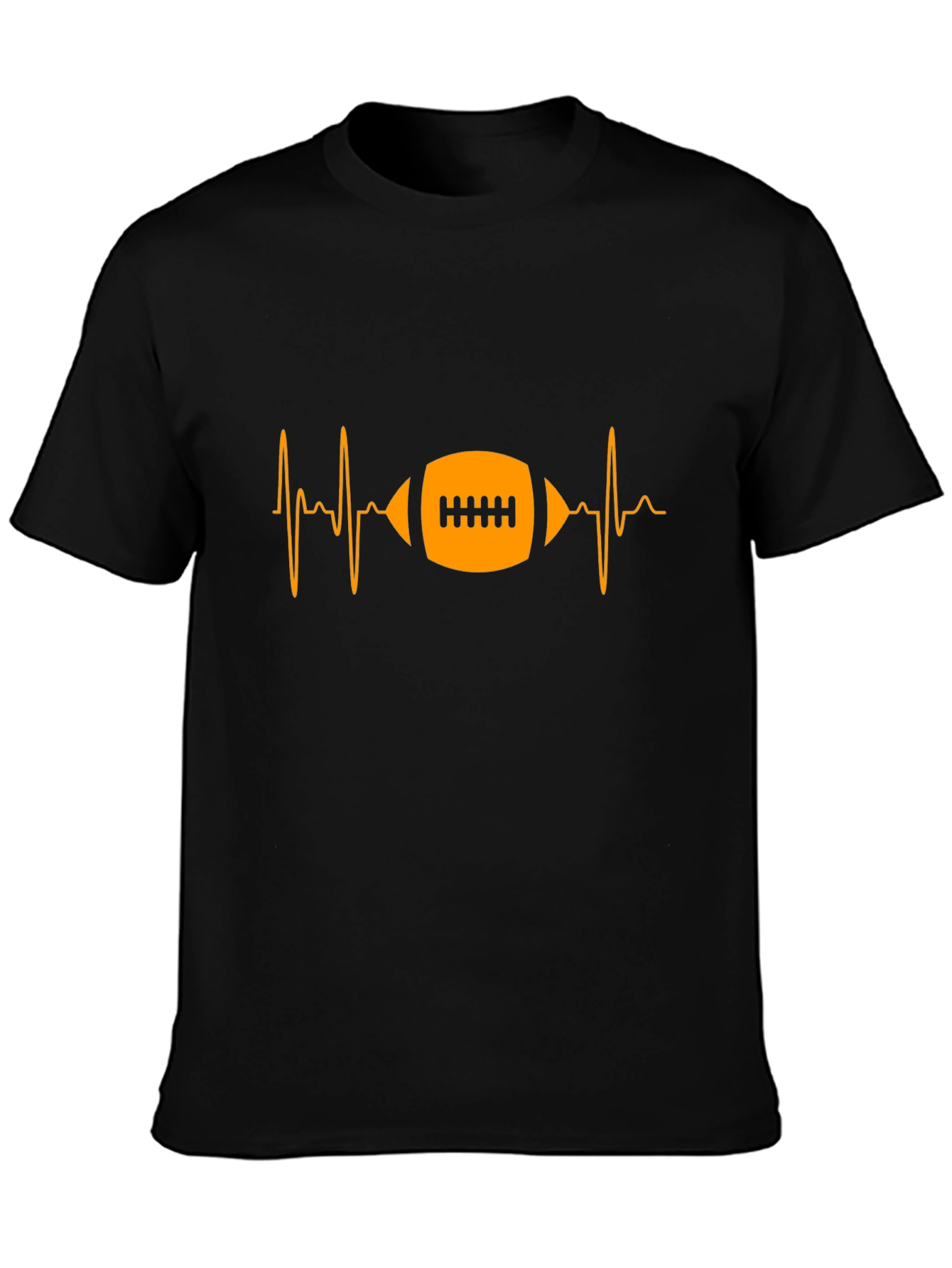 Football Heartbeat Black Graphic T-Shirt
