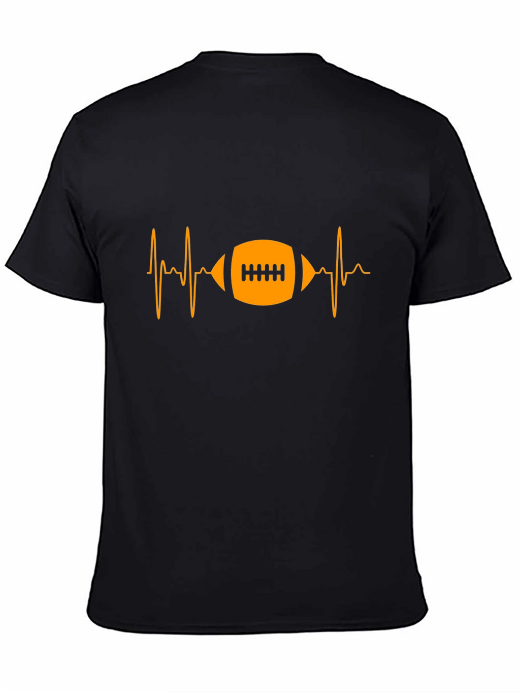 Football Heartbeat Black Graphic T-Shirt