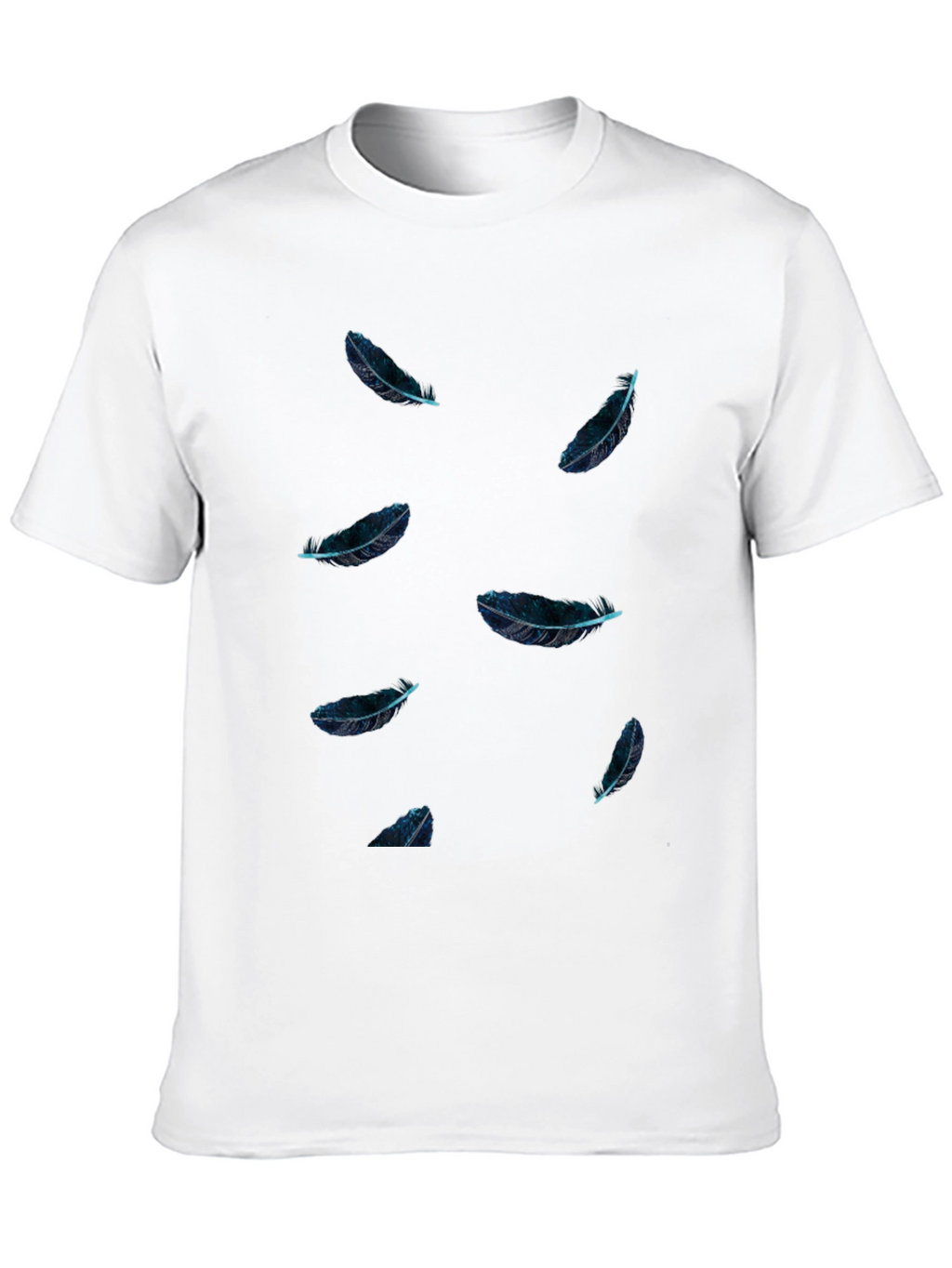 Feather Print Black T-Shirt - Casual Style