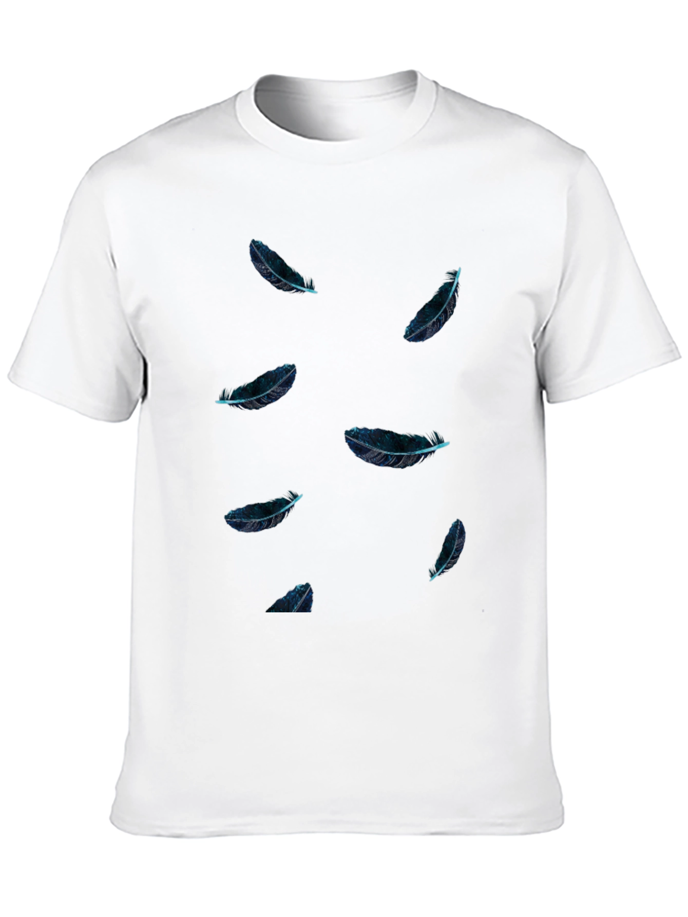 Feather Print Black T-Shirt - Casual Style