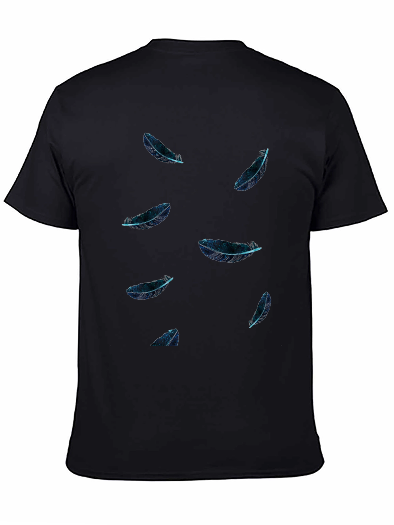 Feather Print Black T-Shirt - Casual Style