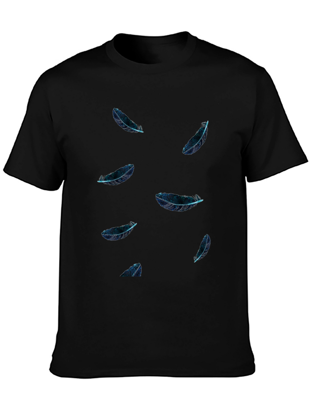 Feather Print Black T-Shirt - Casual Style