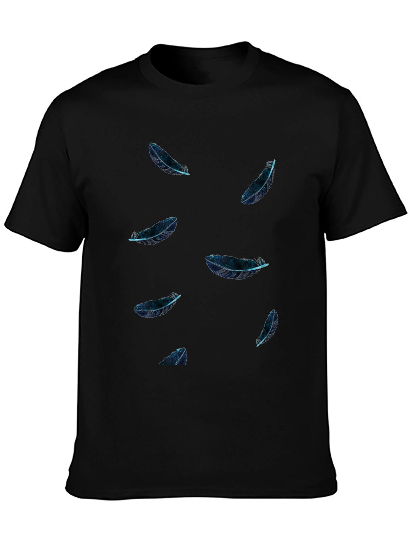 Feather Print Black T-Shirt - Casual Style