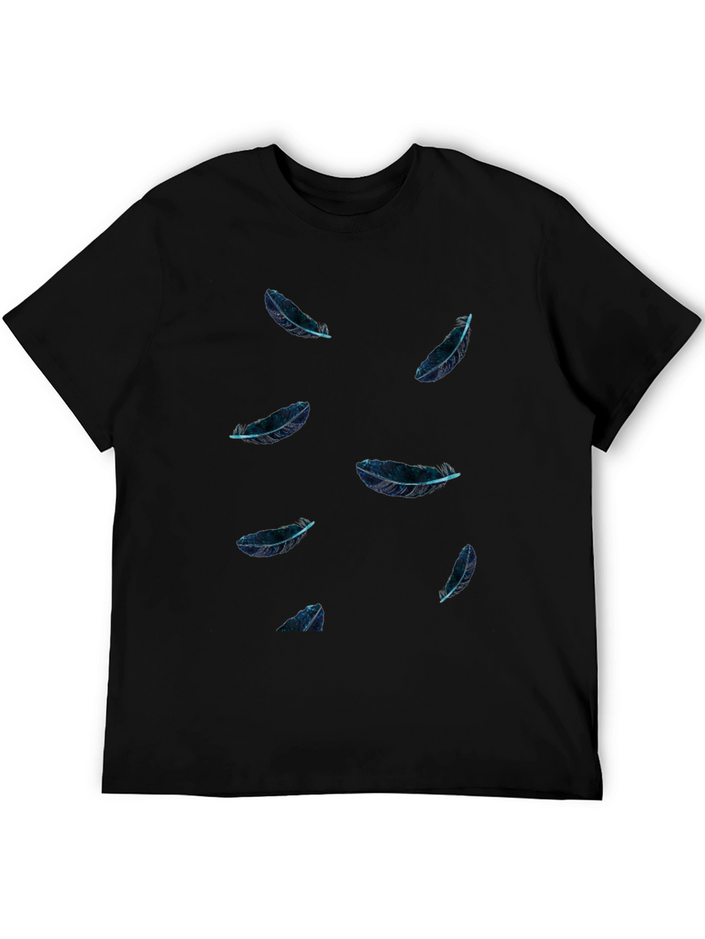 Feather Print Black T-Shirt - Casual Style