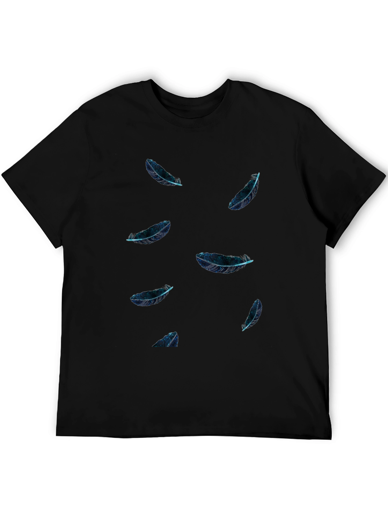 Feather Print Black T-Shirt - Casual Style