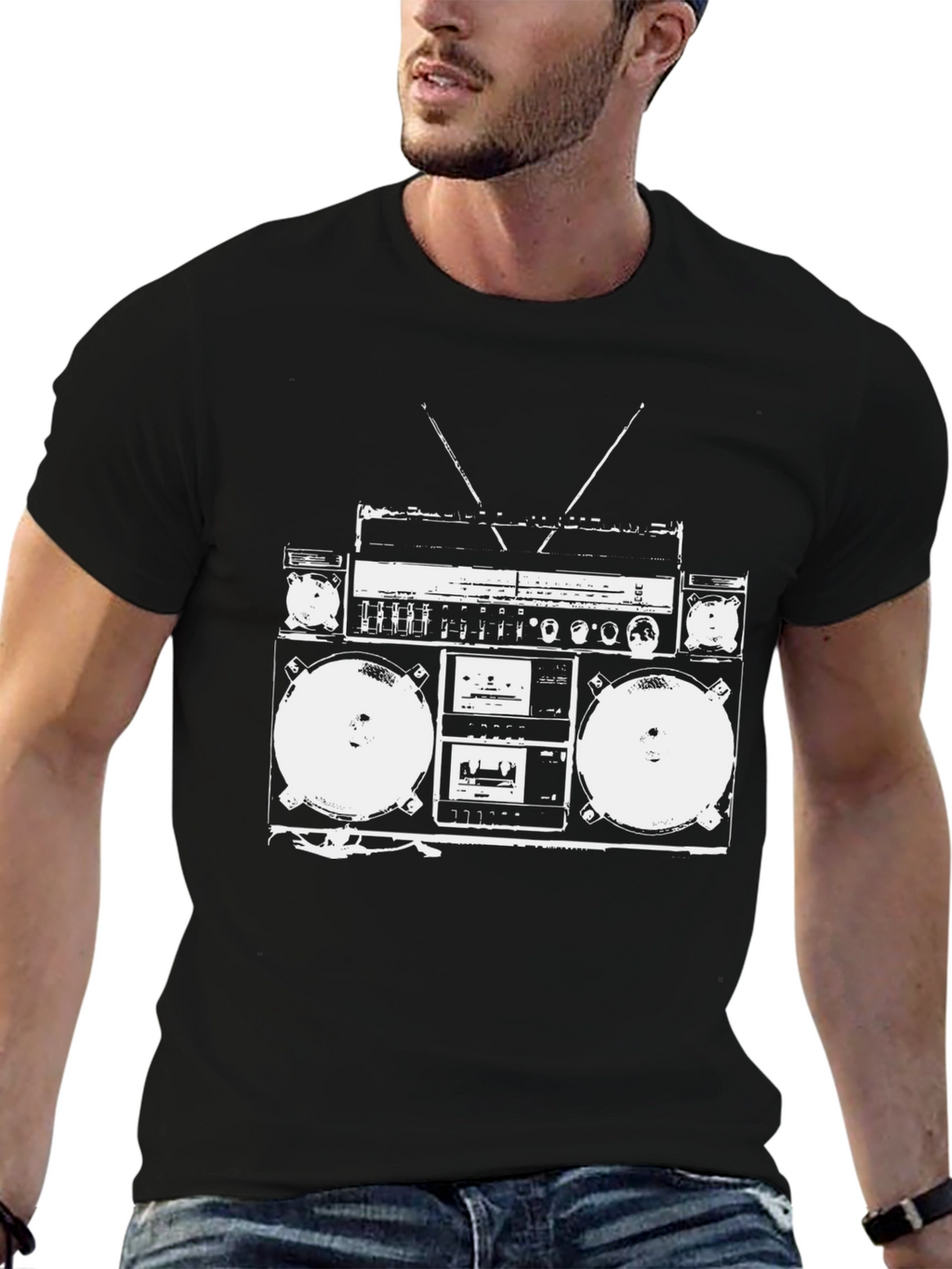 Retro Boombox Graphic Tee - Classic Hip Hop Style