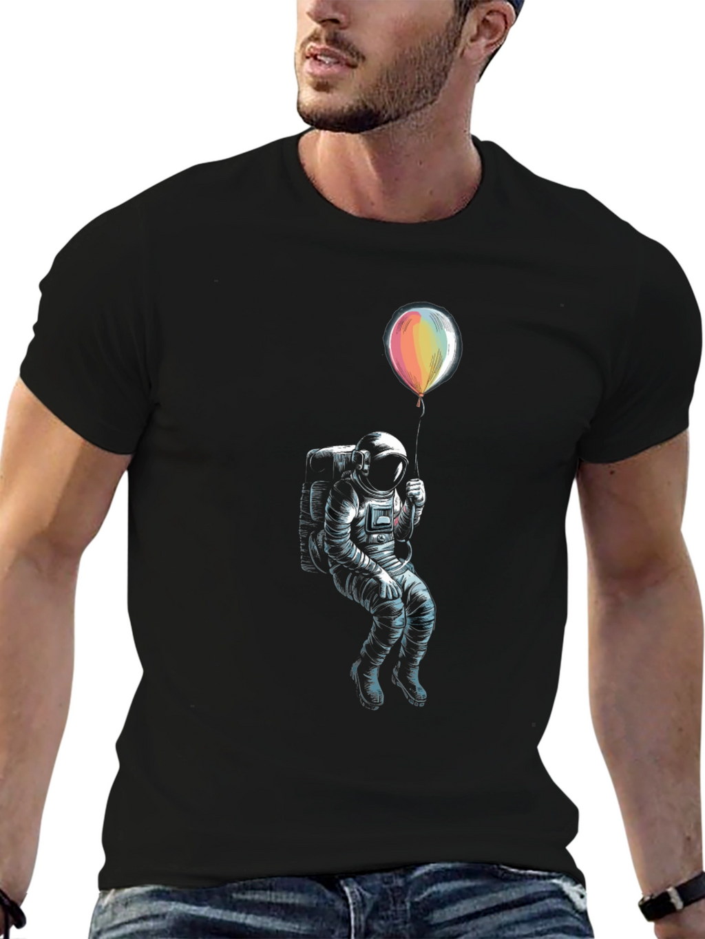 Astronaut Holding Balloon Graphic T-Shirt