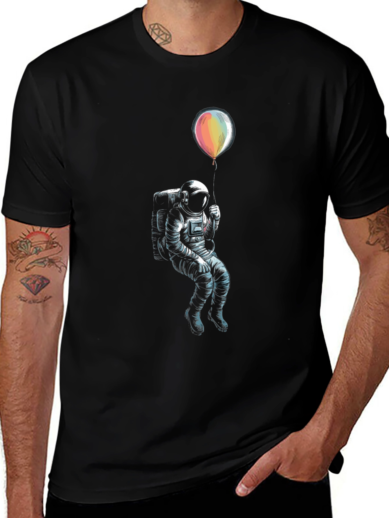 Astronaut Holding Balloon Graphic T-Shirt