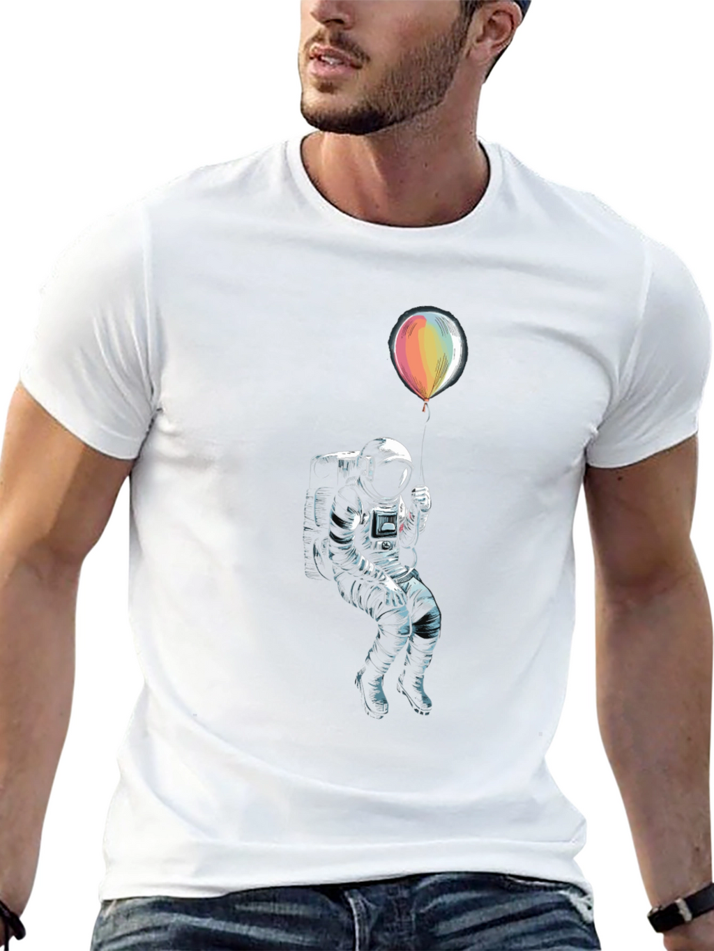 Astronaut Holding Balloon Graphic T-Shirt