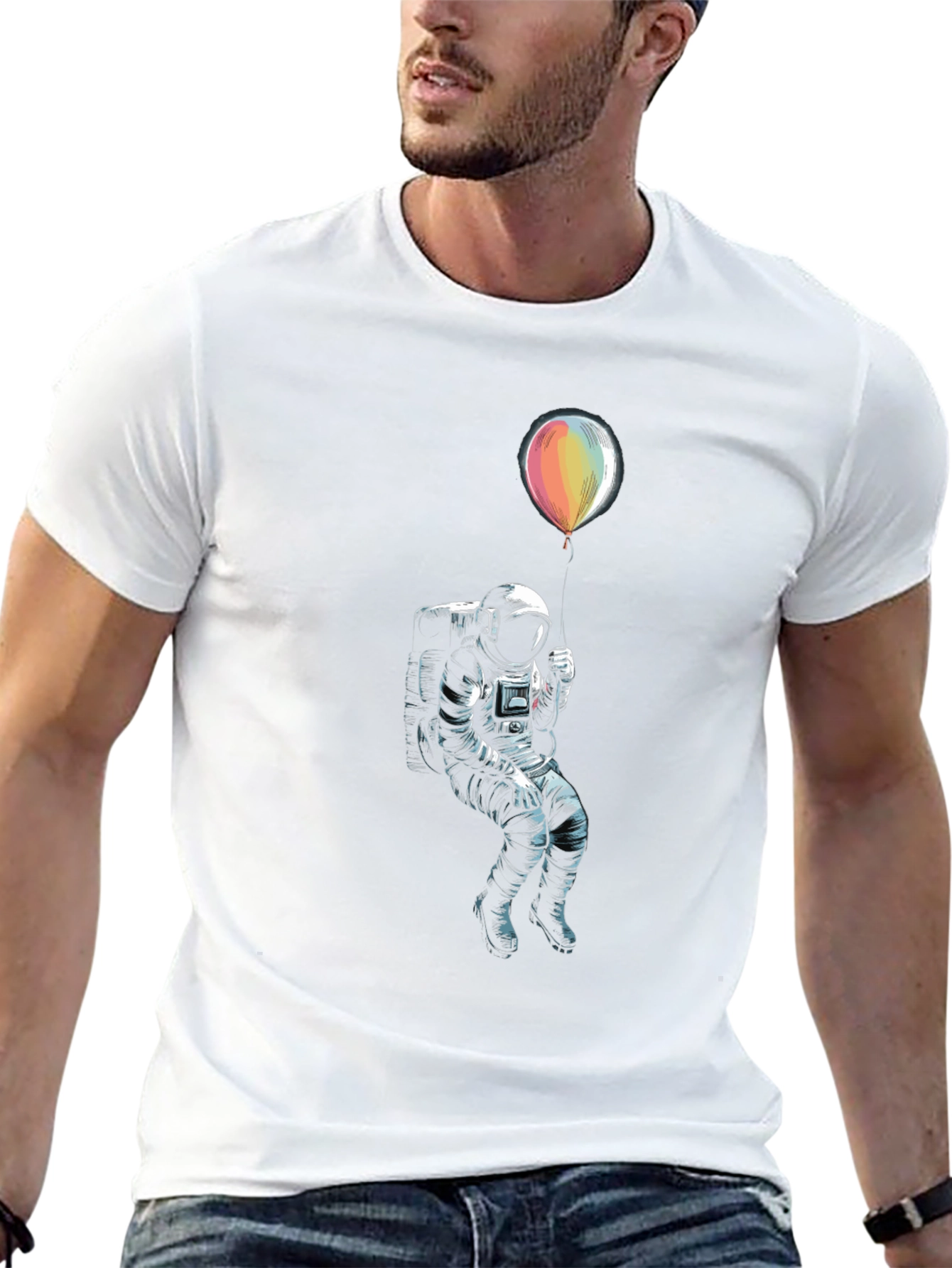Astronaut Holding Balloon Graphic T-Shirt