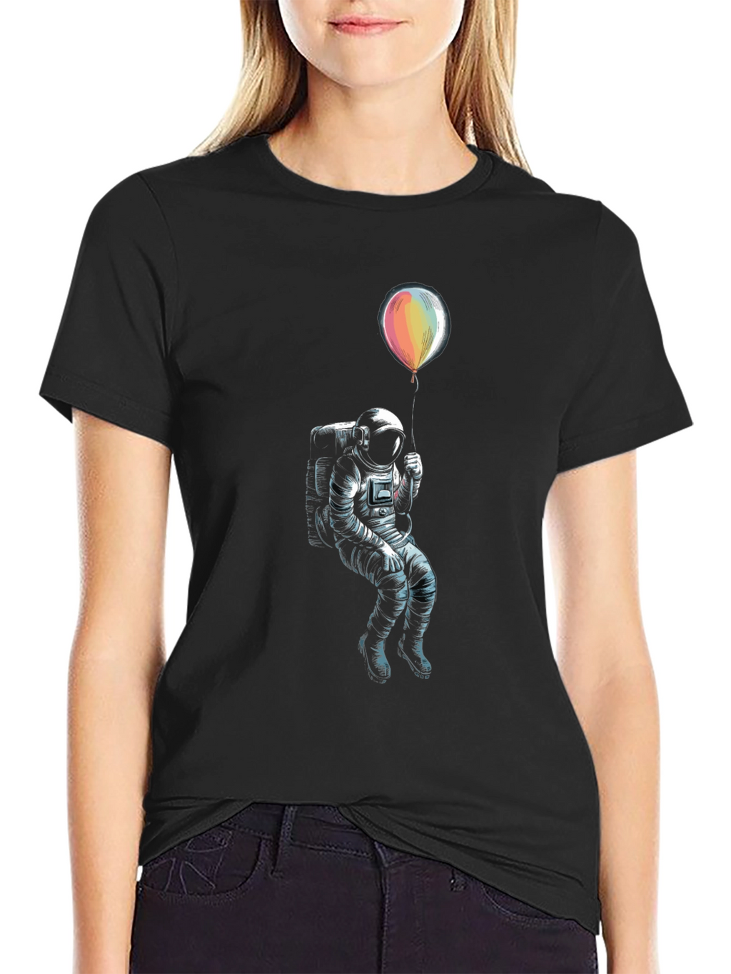 Astronaut Holding Balloon Graphic T-Shirt