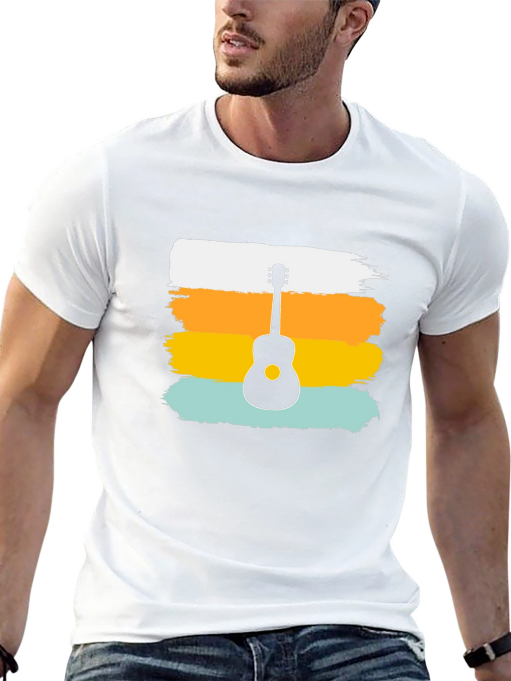 Retro Guitar Silhouette Tee - Cool Graphic Design