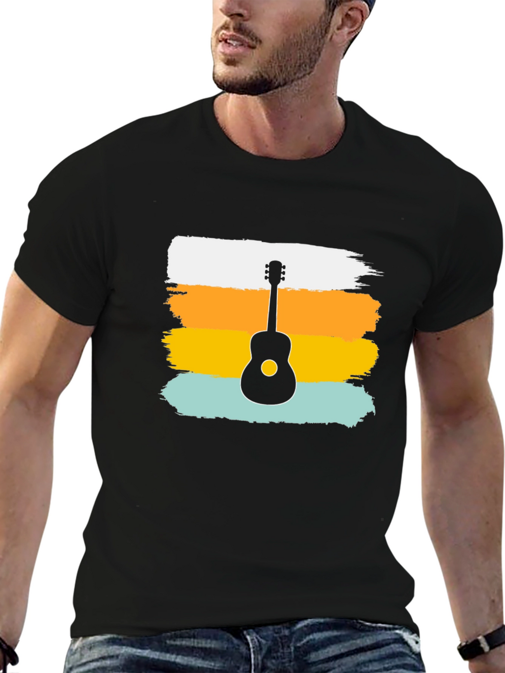 Retro Guitar Silhouette Tee - Cool Graphic Design