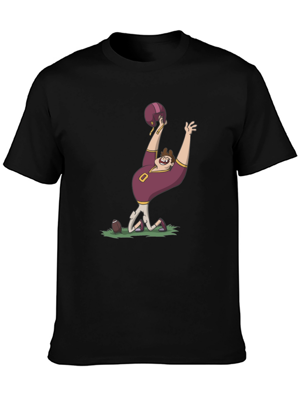 Cartoon Football Fan Black T-Shirt