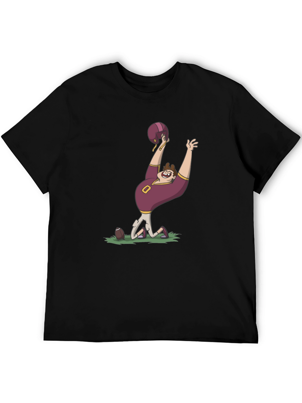 Cartoon Football Fan Black T-Shirt