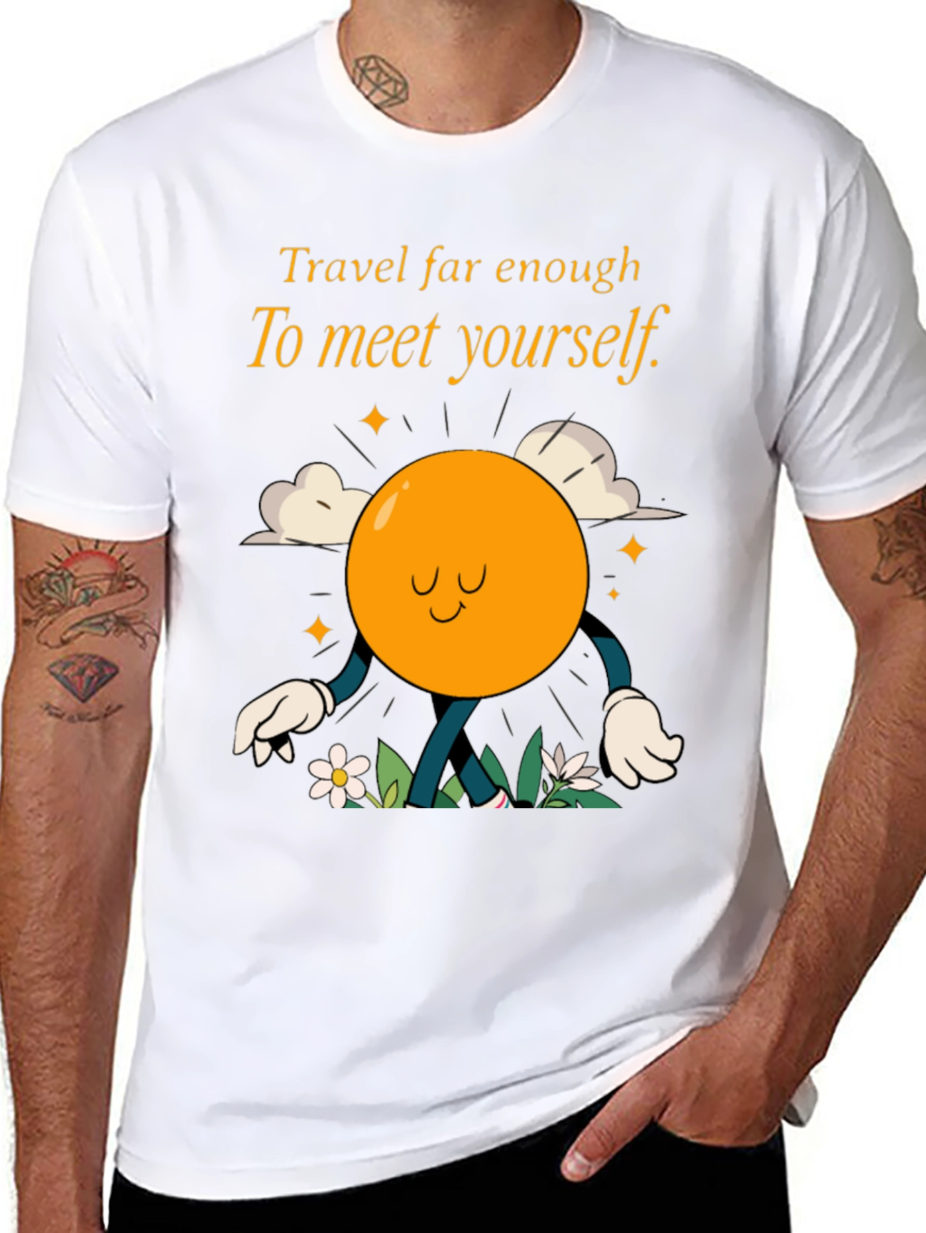 Travel Far Enough Black Graphic T-Shirt