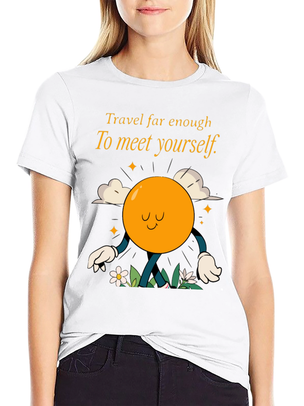 Travel Far Enough Black Graphic T-Shirt