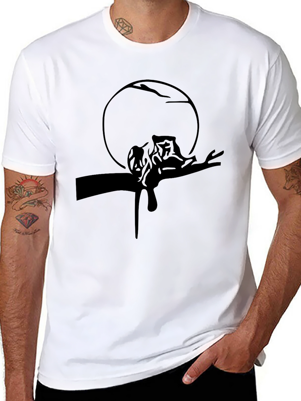 Black Cat Silhouette Graphic Tee - Mens