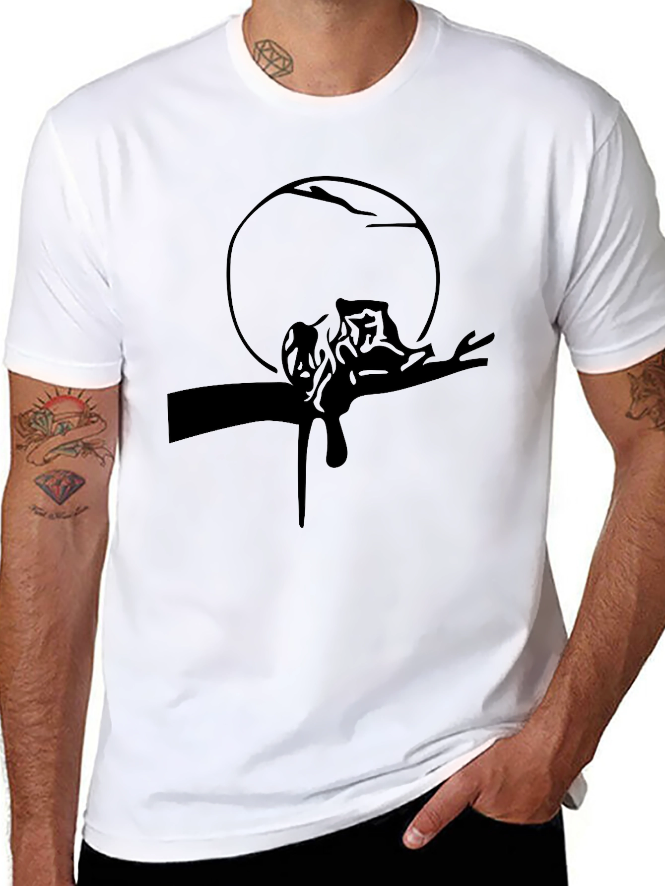 Black Cat Silhouette Graphic Tee - Mens