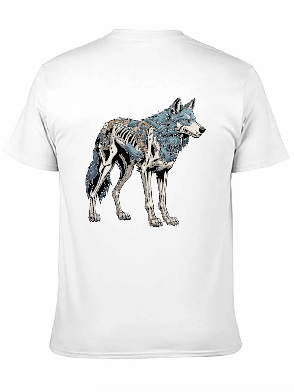 Wolf Skeleton Graphic Tee - Black Cotton T-Shirt