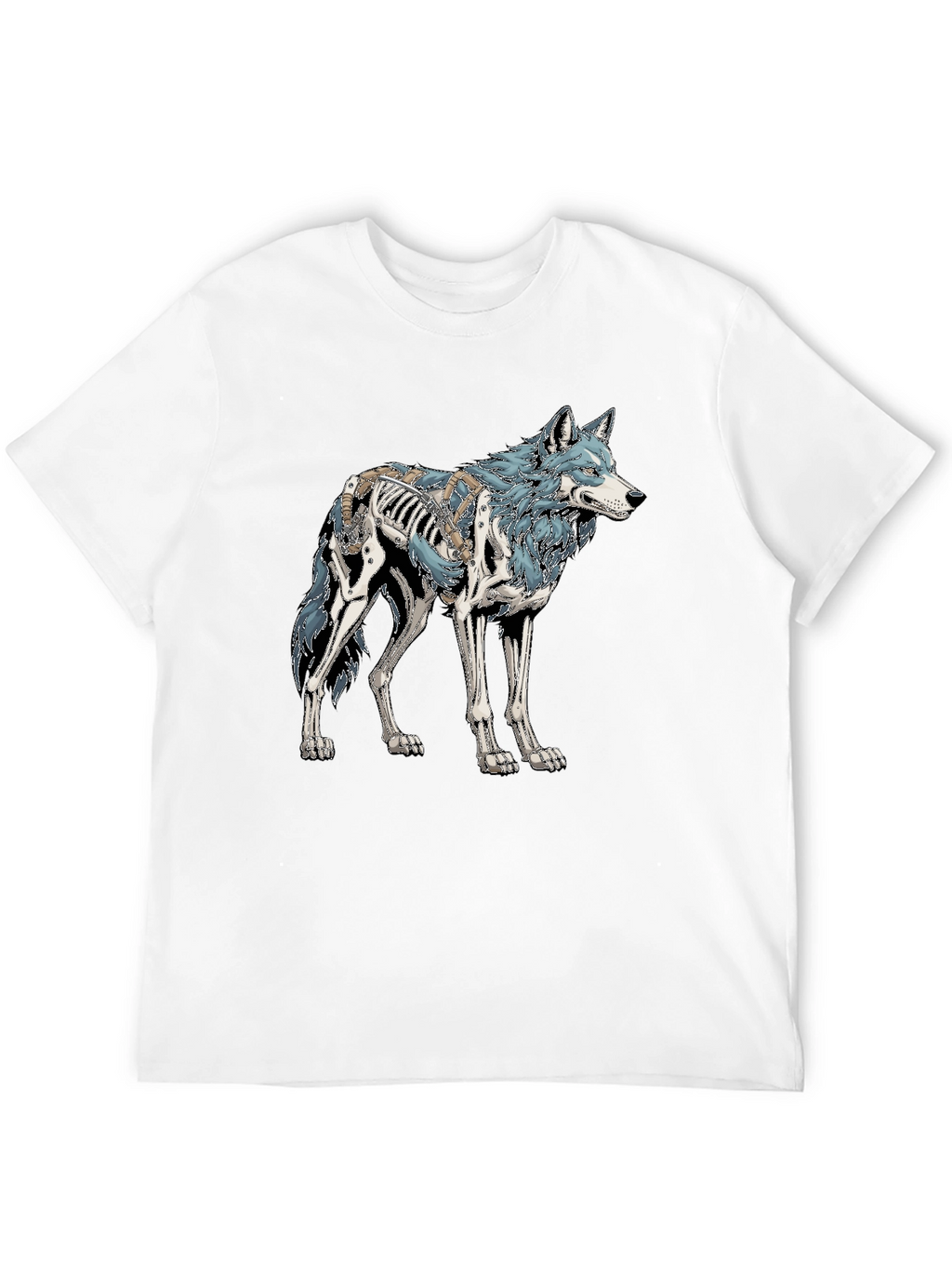 Wolf Skeleton Graphic Tee - Black Cotton T-Shirt