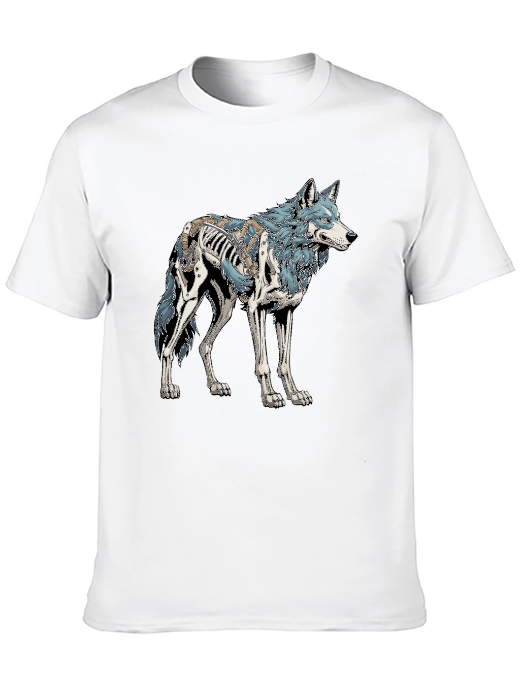 Wolf Skeleton Graphic Tee - Black Cotton T-Shirt