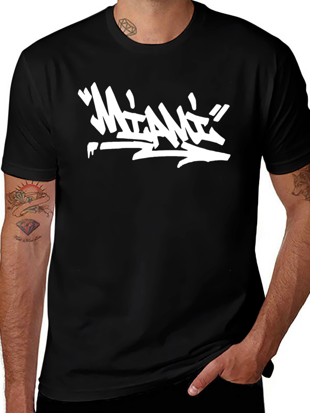 Graffiti Style Miami Graphic Black T-Shirt