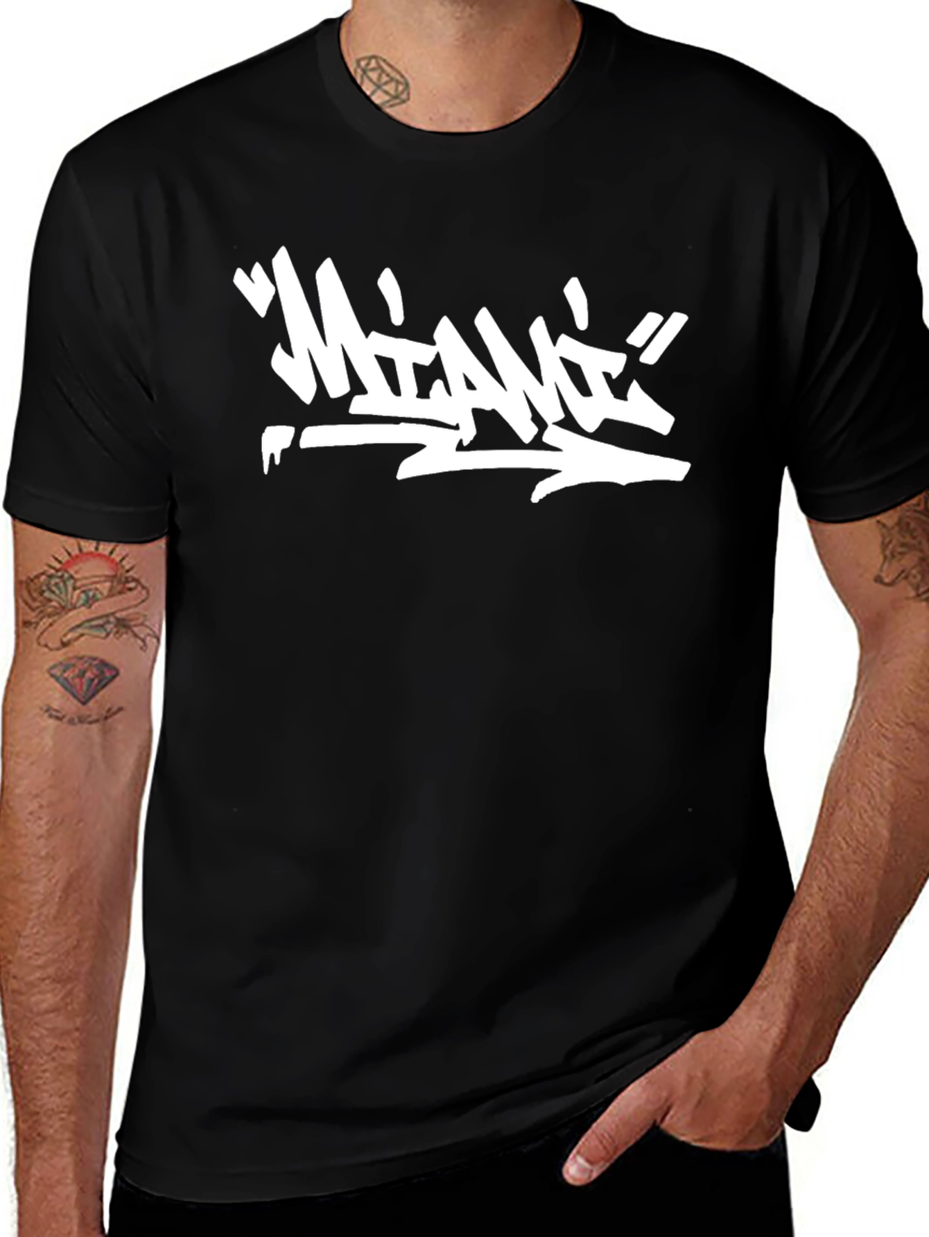 Graffiti Style Miami Graphic Black T-Shirt