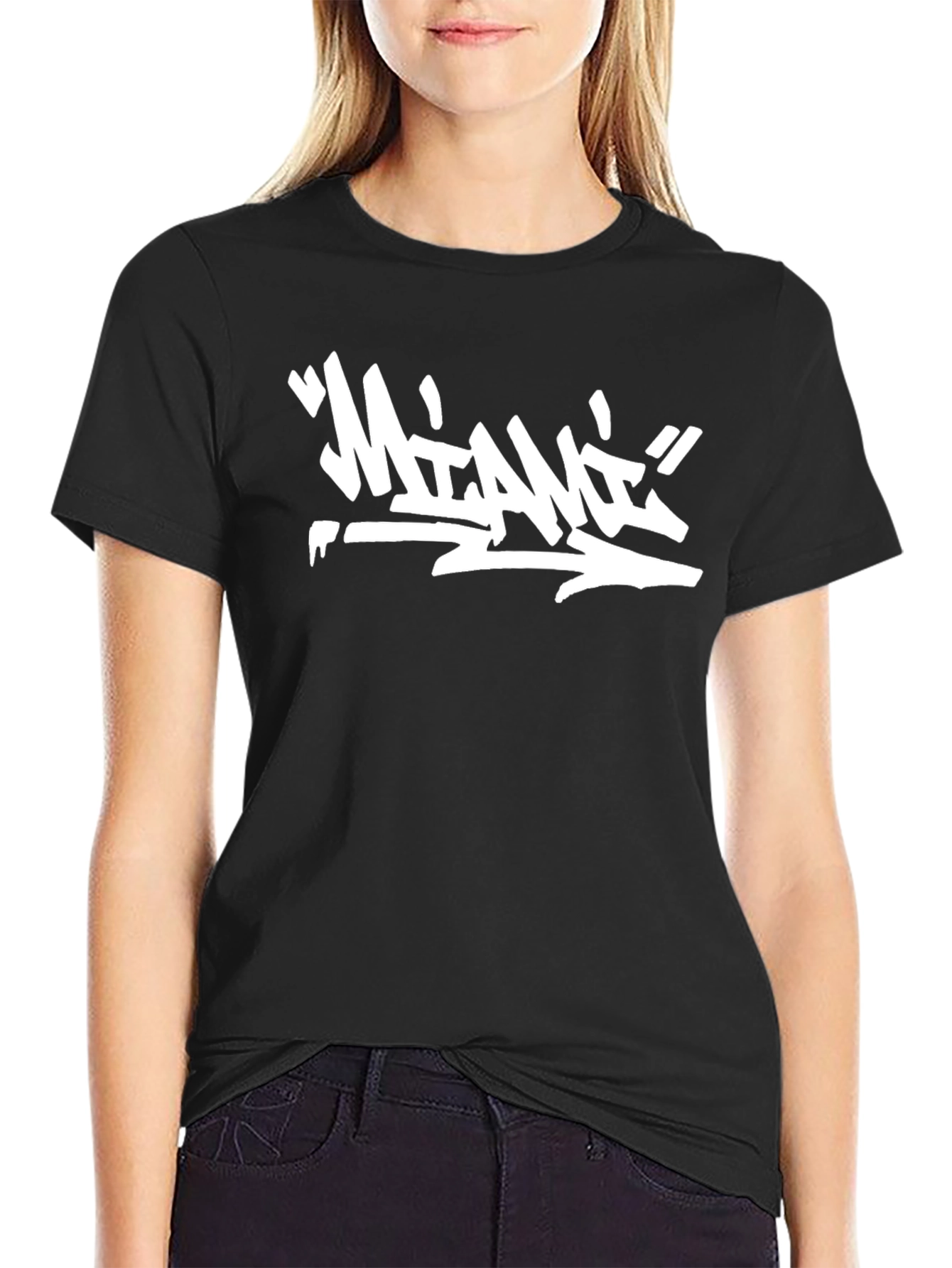 Graffiti Style Miami Graphic Black T-Shirt