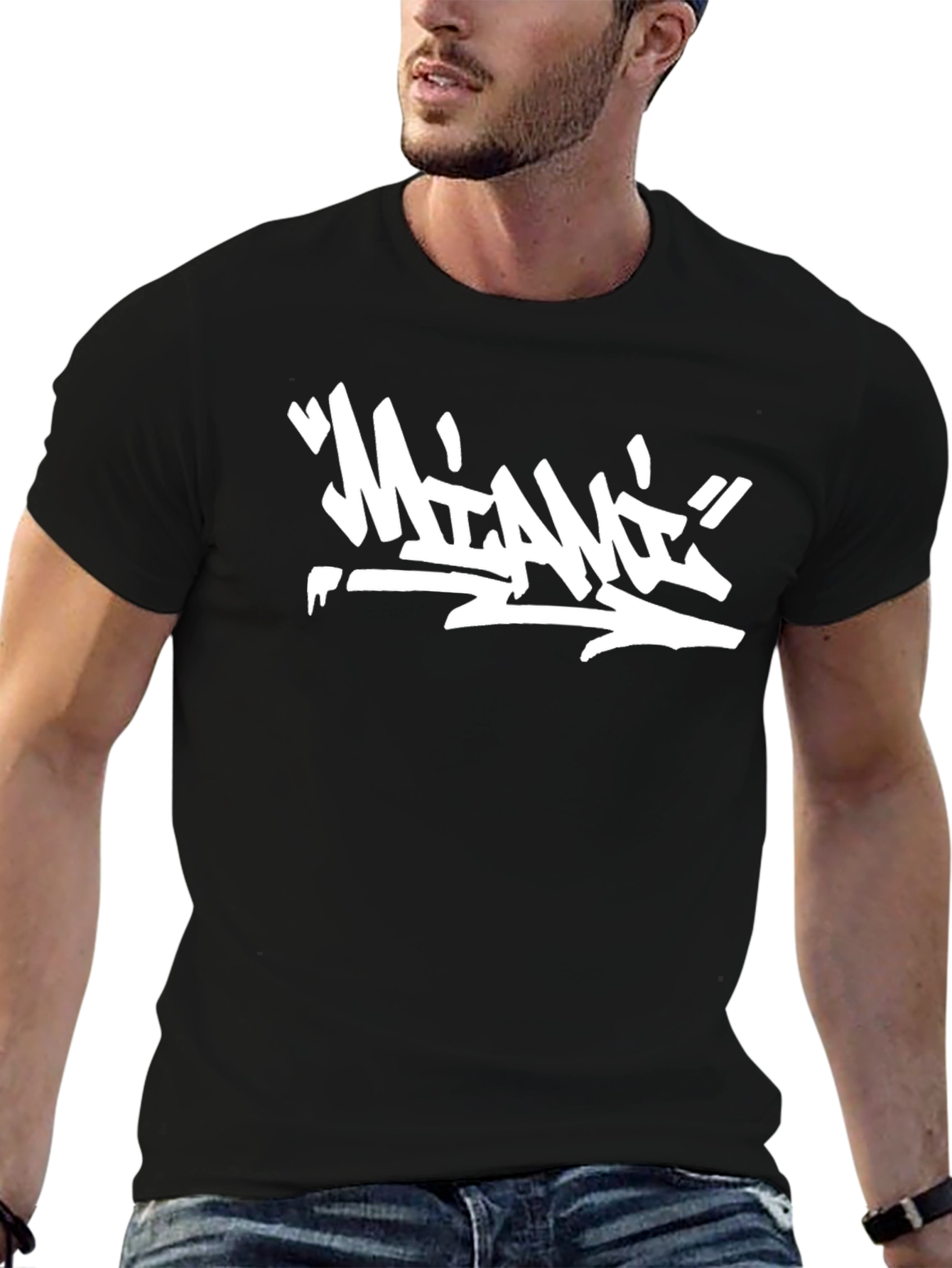 Graffiti Style Miami Graphic Black T-Shirt