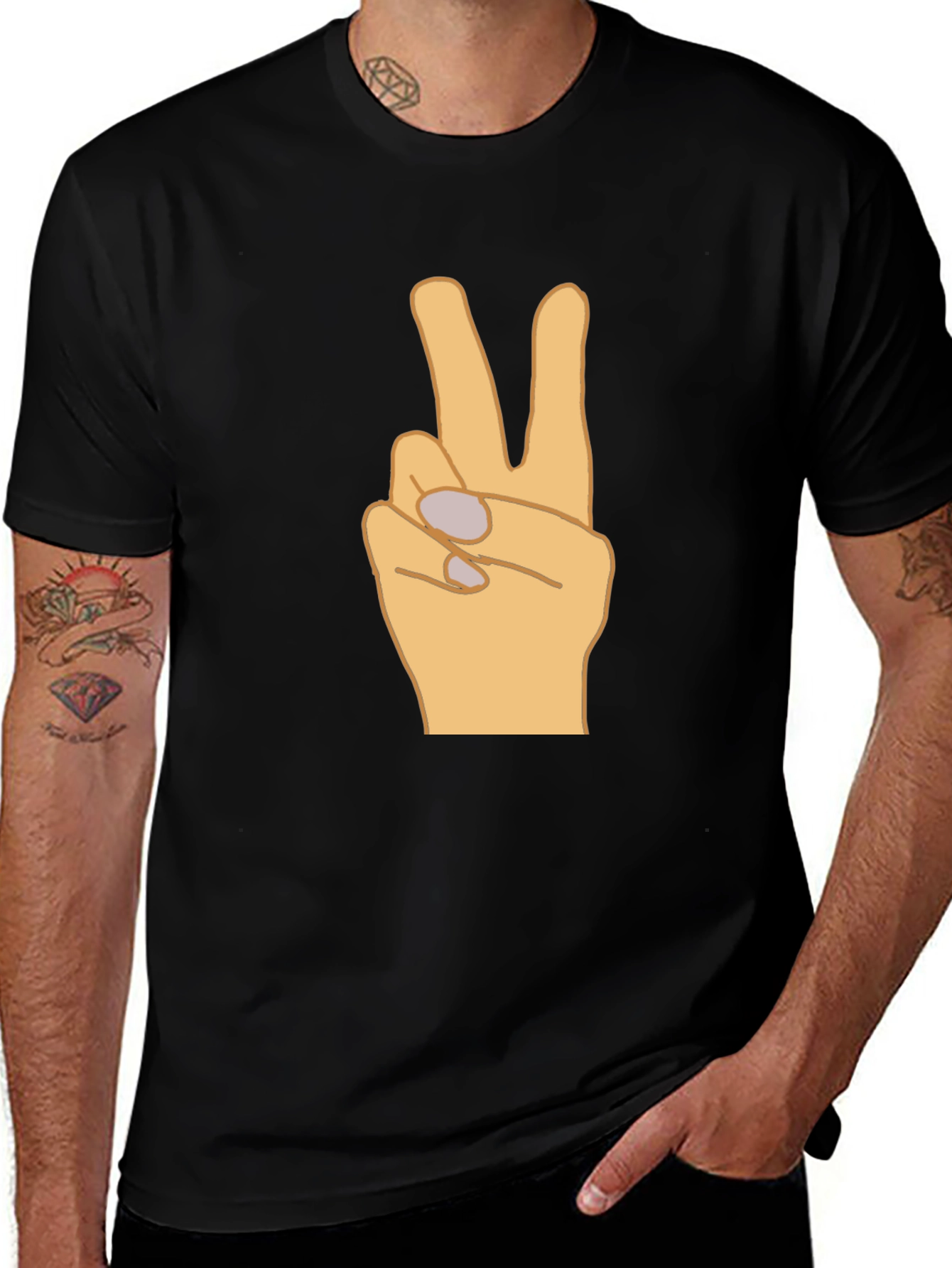 Peace Sign Graphic T-Shirt - Black Casual Tee