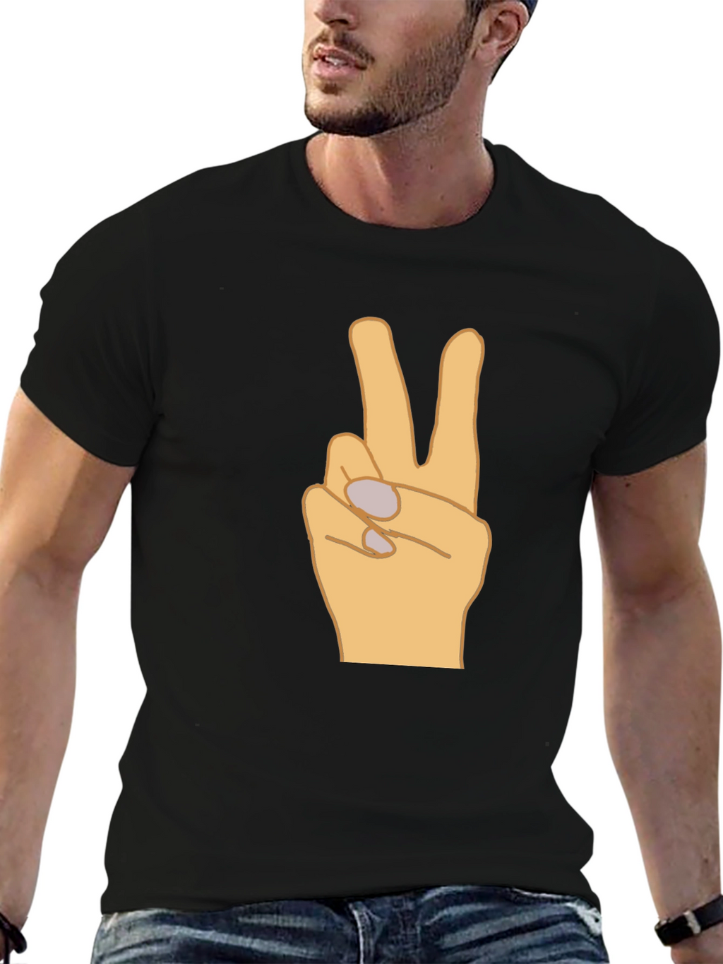 Peace Sign Graphic T-Shirt - Black Casual Tee