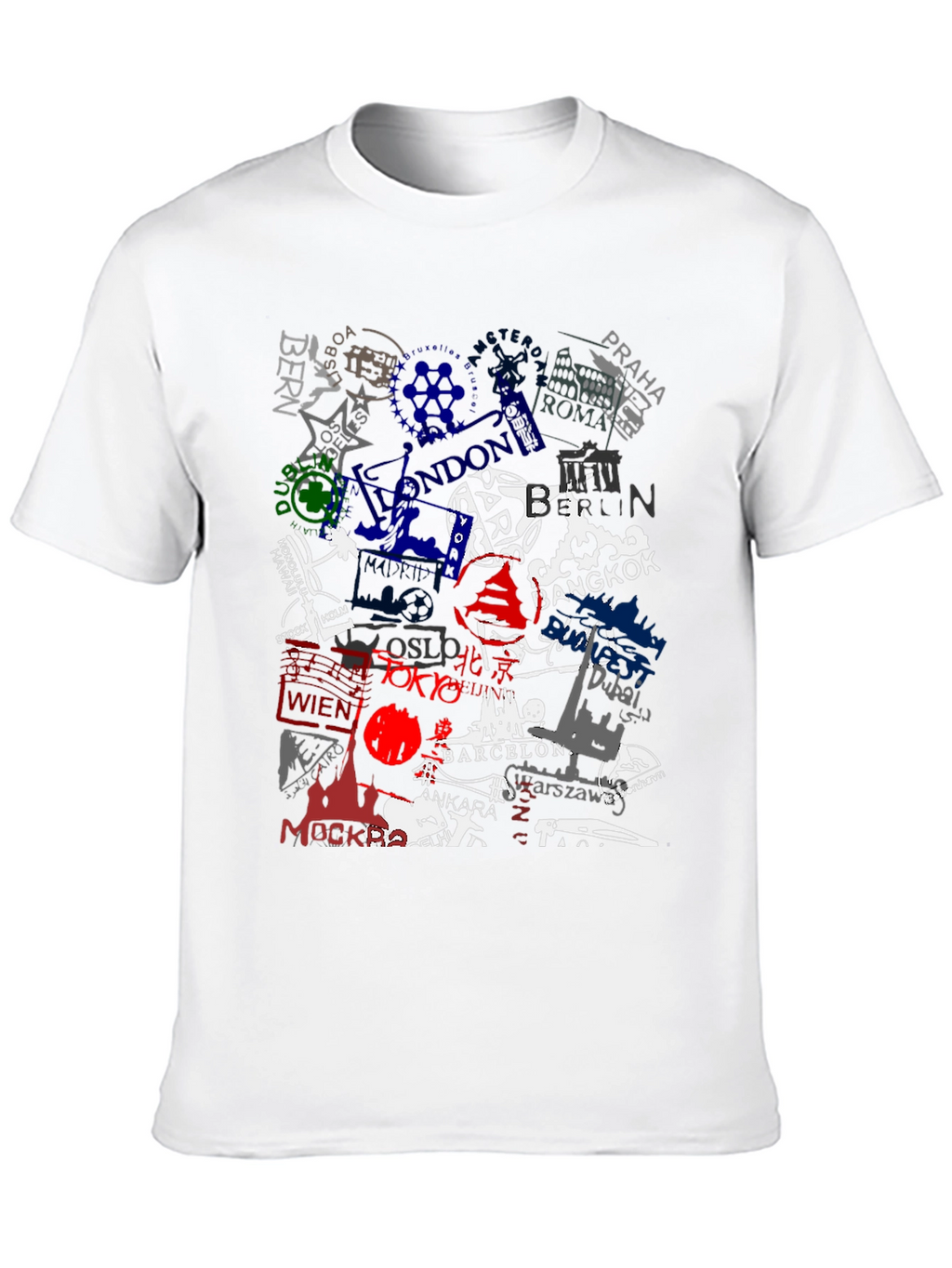 World Cities Stamp T-Shirt - Black