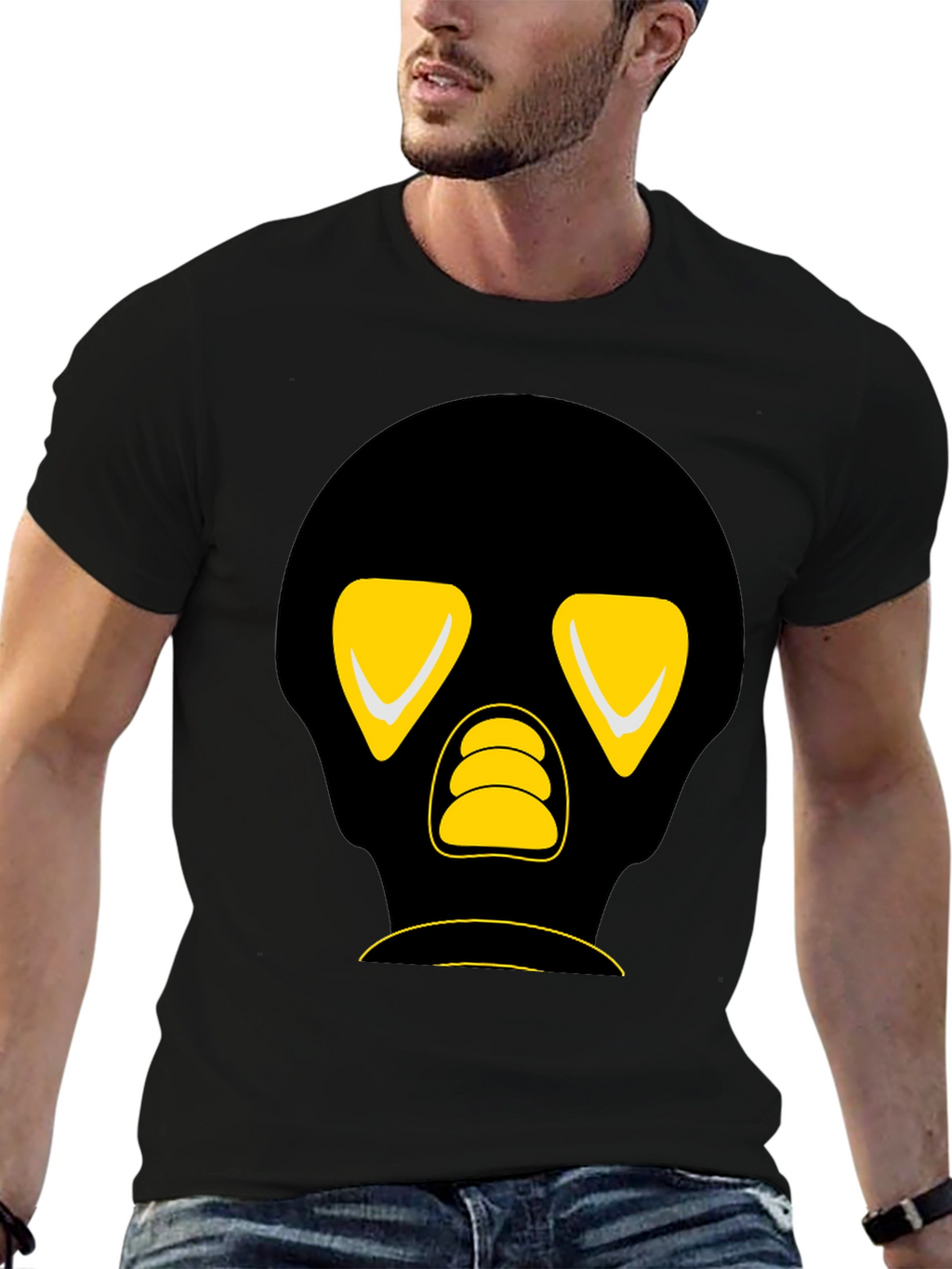 Black T-Shirt with Graphic Skull Design