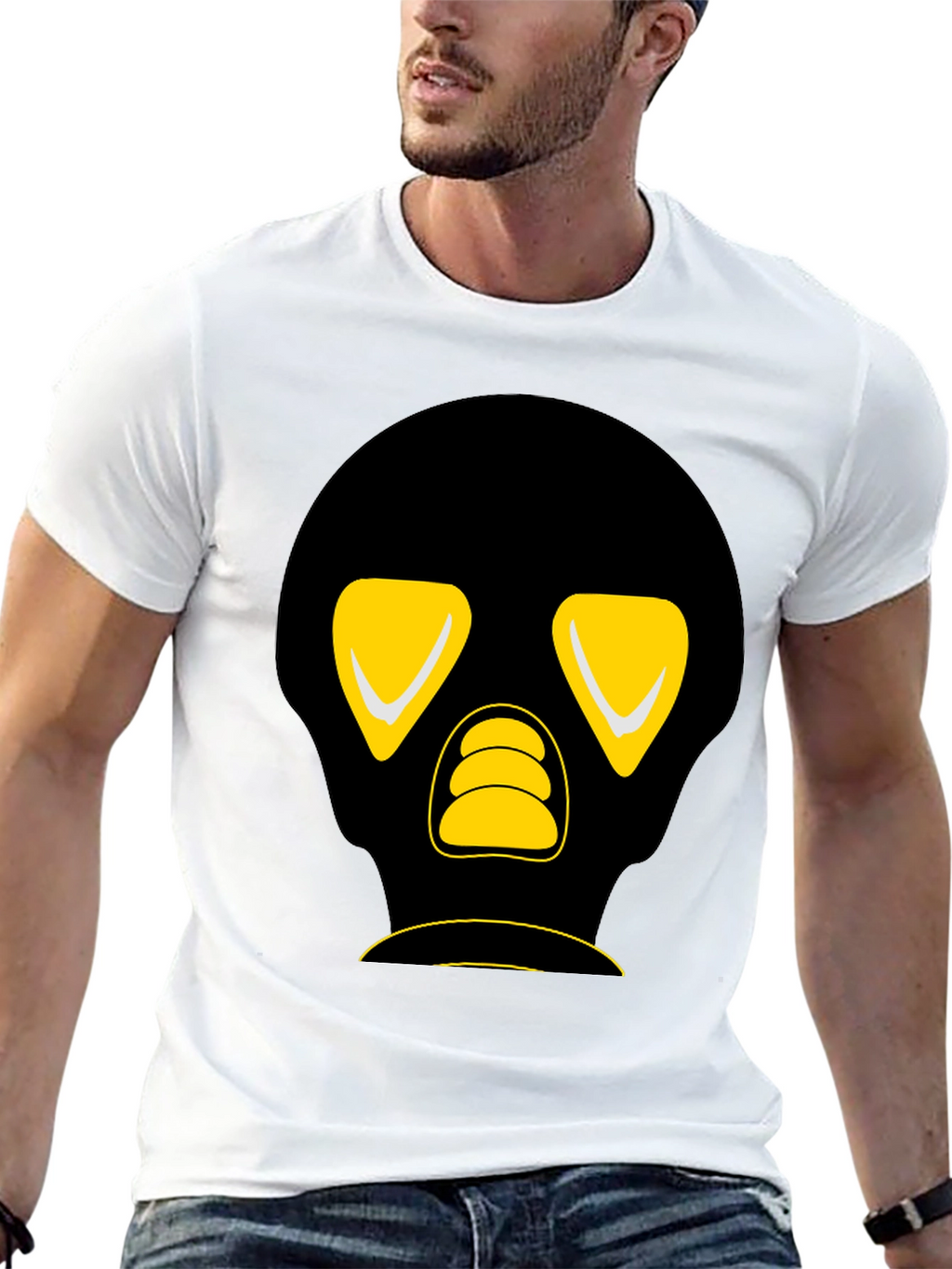 Black T-Shirt with Graphic Skull Design