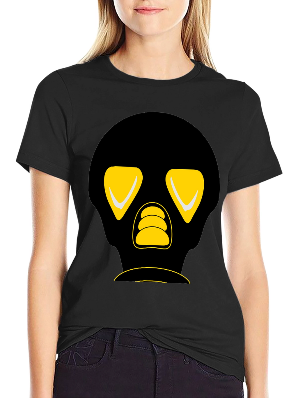 Black T-Shirt with Graphic Skull Design