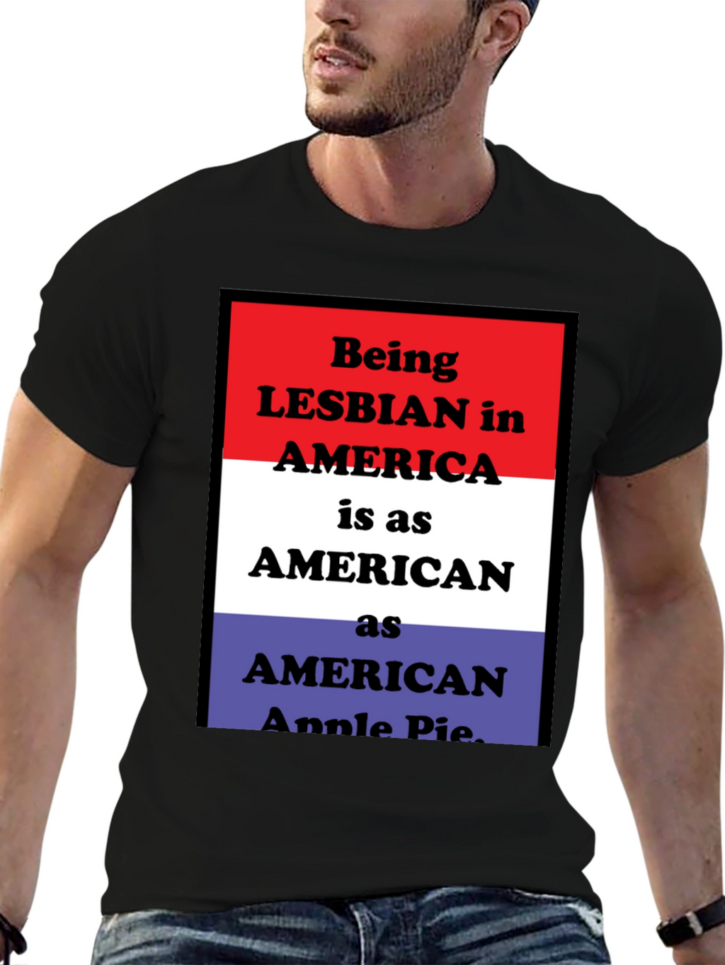 Lesbian Pride T-Shirt - American Flag Design