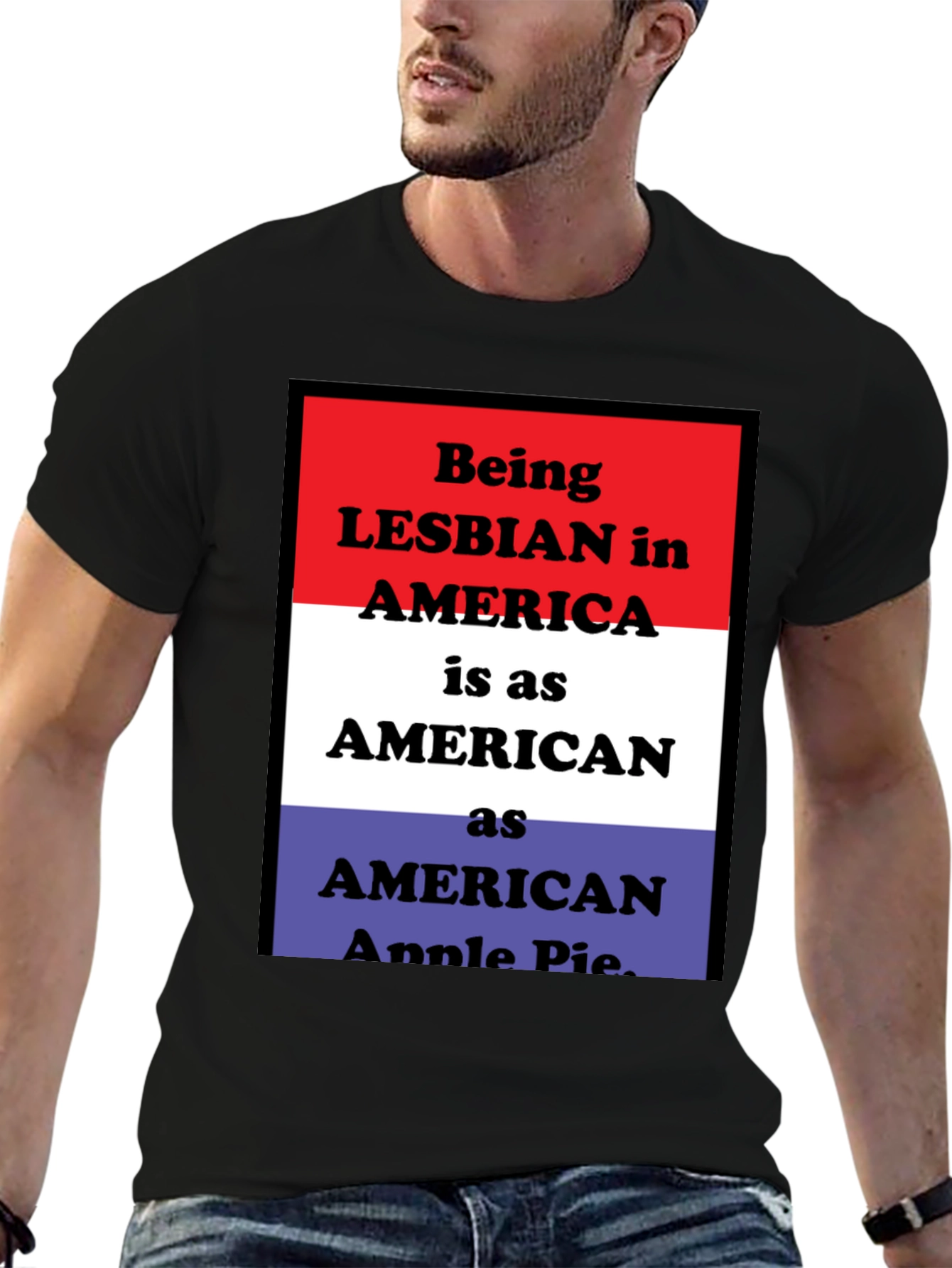 Lesbian Pride T-Shirt - American Flag Design