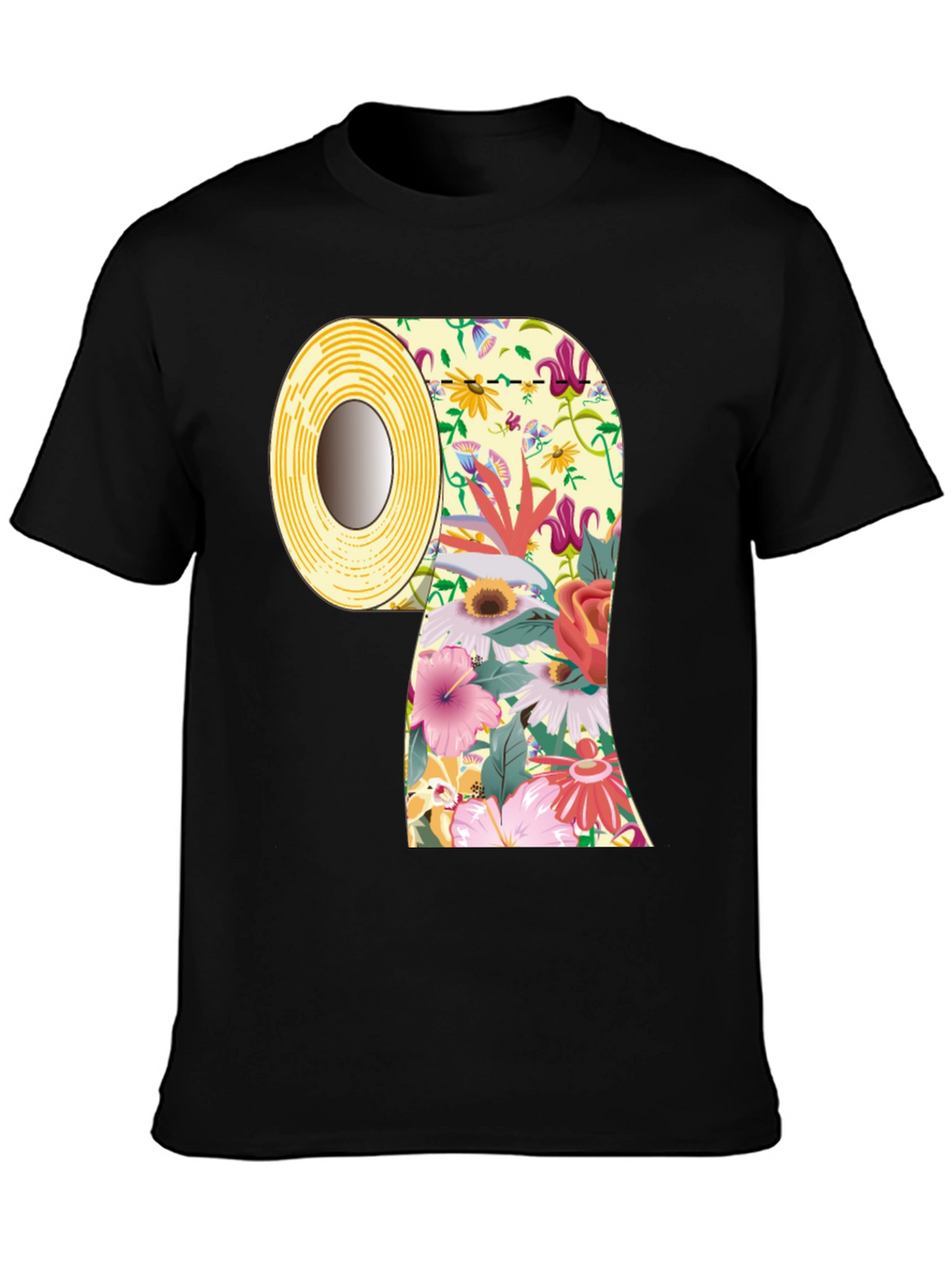 Floral Toilet Paper Roll Graphic T-Shirt