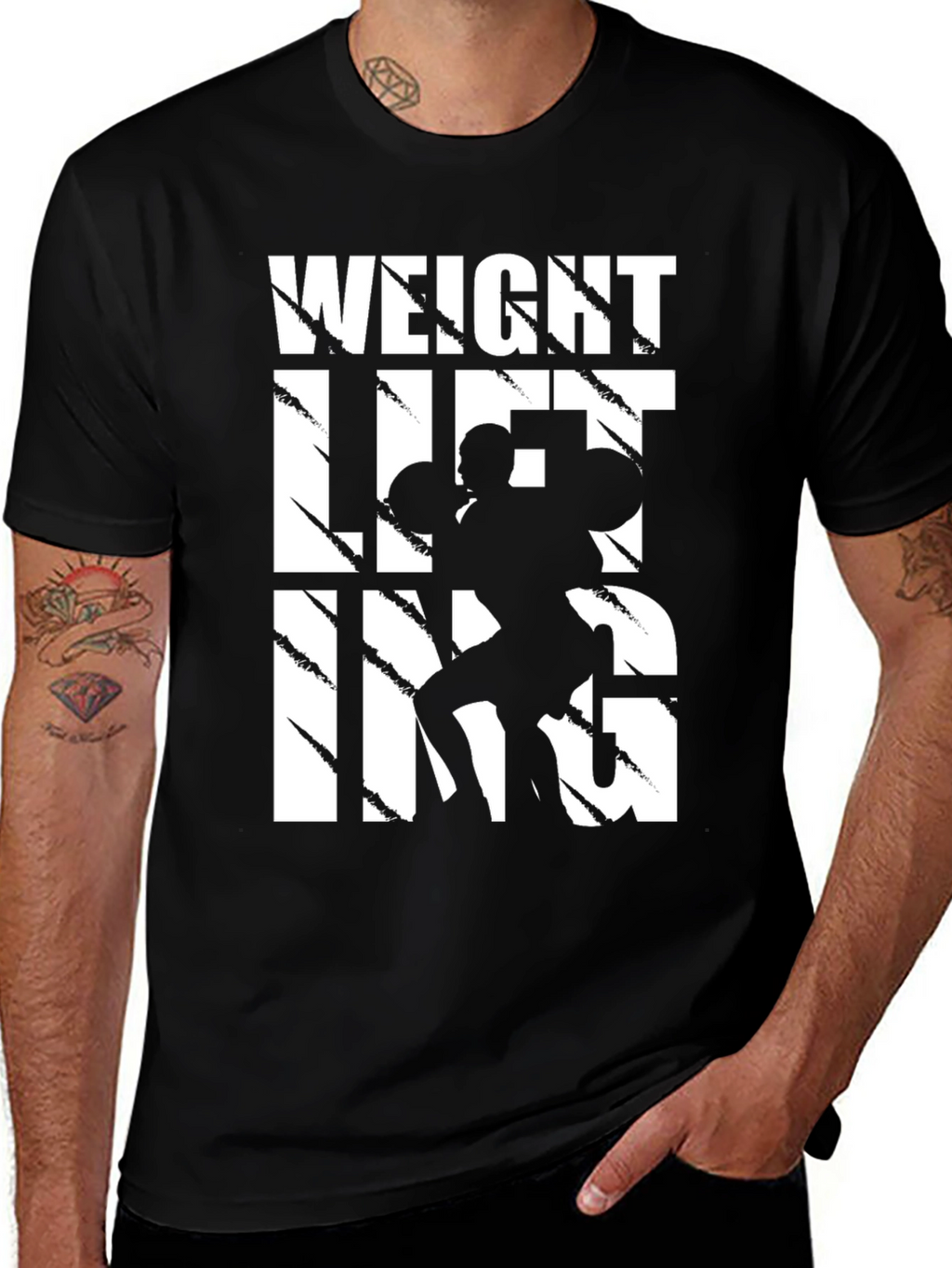 Weight Lifting Graphic T-Shirt - Black