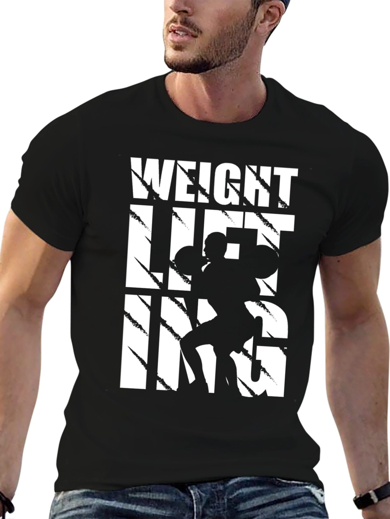 Weight Lifting Graphic T-Shirt - Black