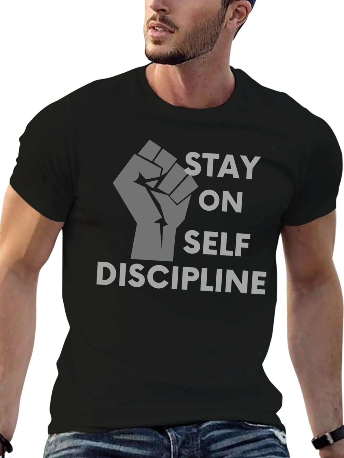 Stay on Self Discipline Black Graphic Tee