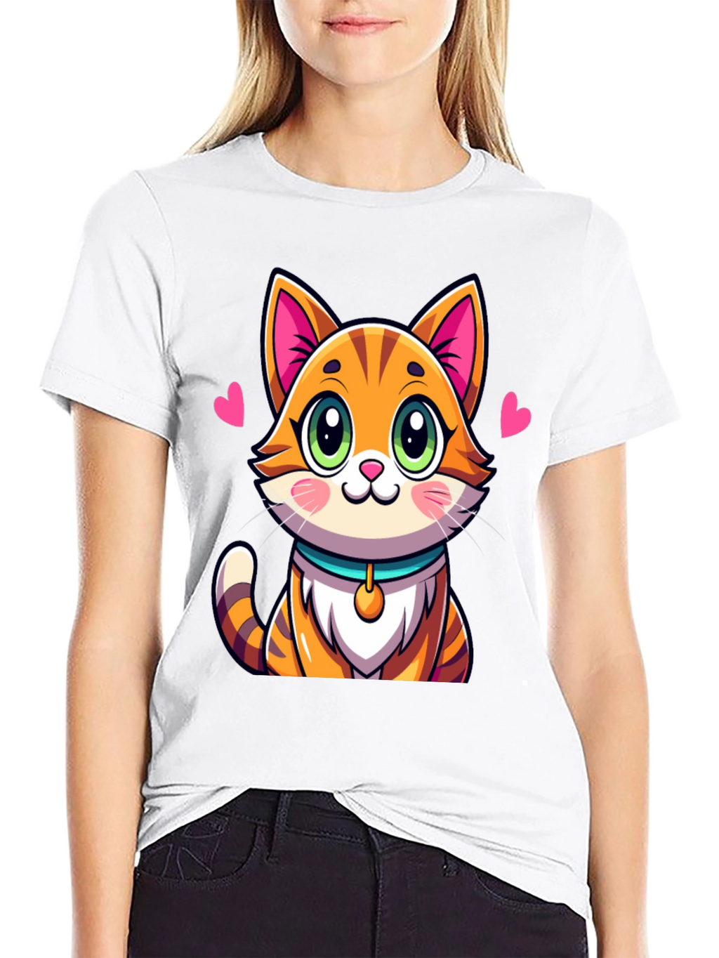 Cute Cartoon Cat Graphic Tee