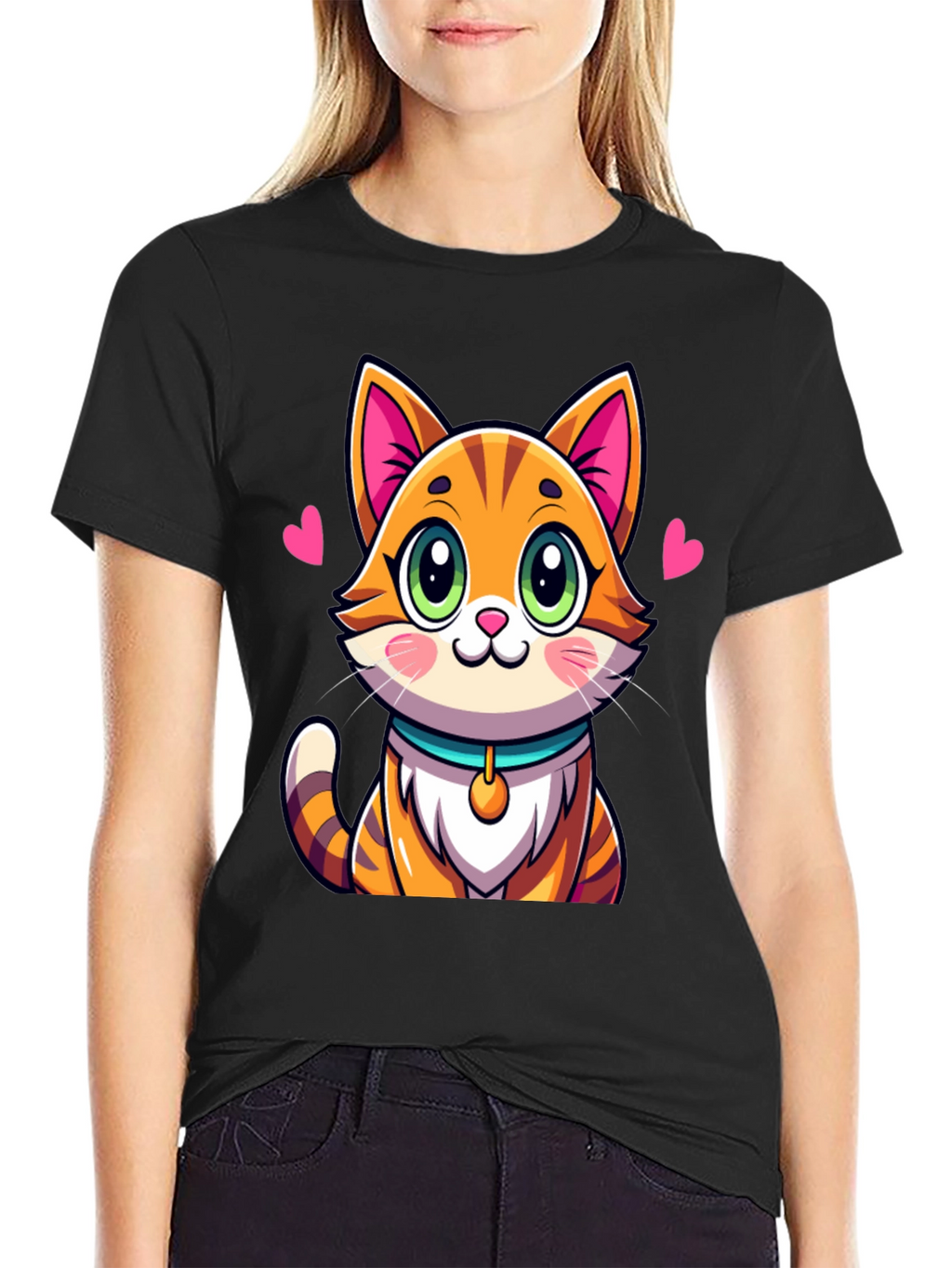 Cute Cartoon Cat Graphic Tee