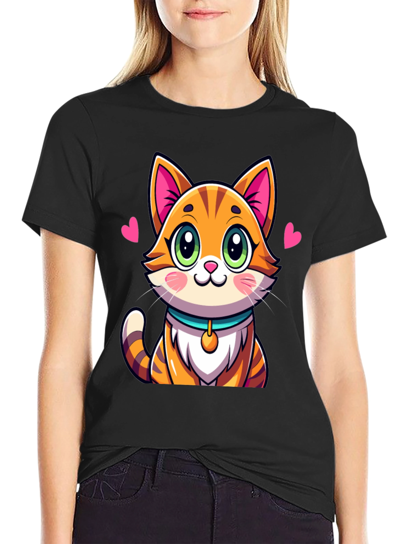 Cute Cartoon Cat Graphic Tee