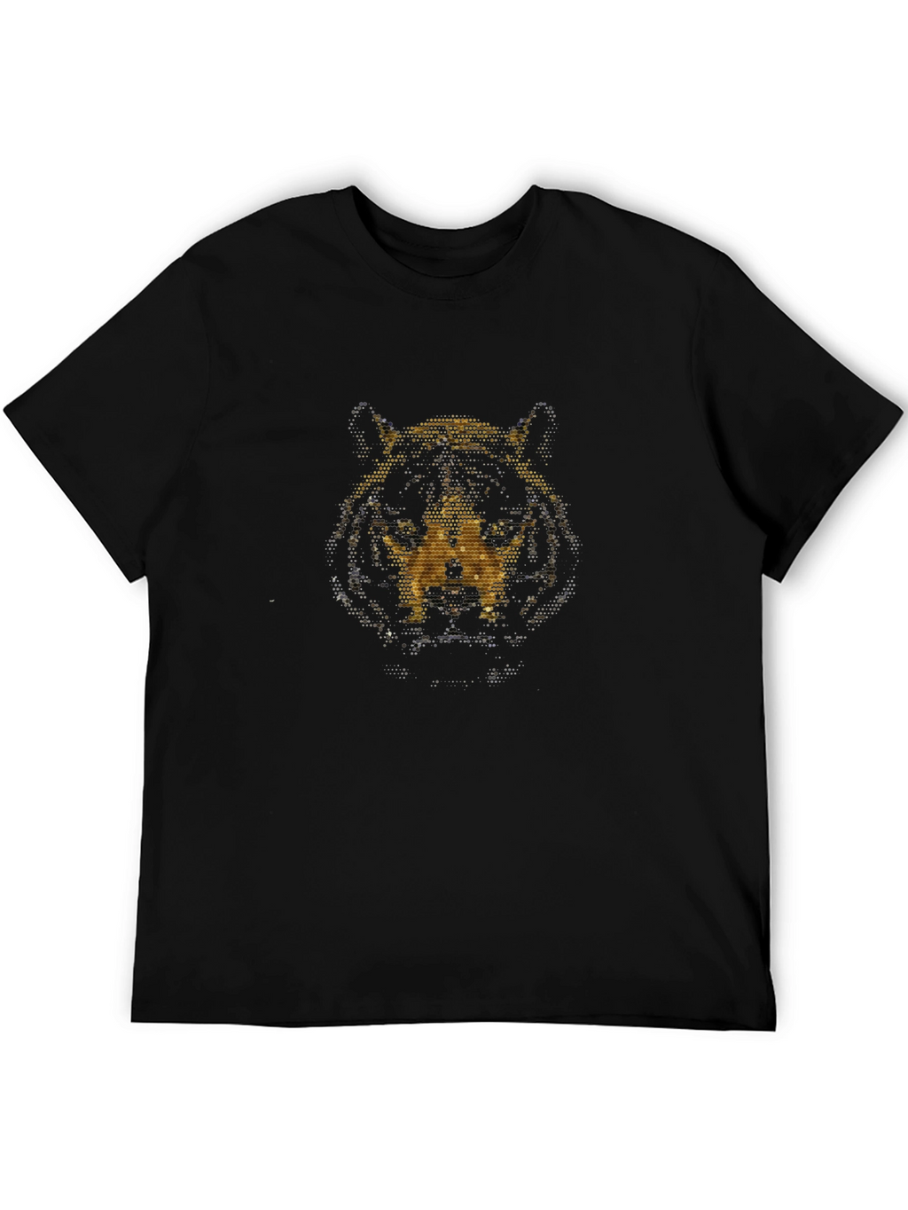 Tiger Head Graphic Print Mens Black T-Shirt