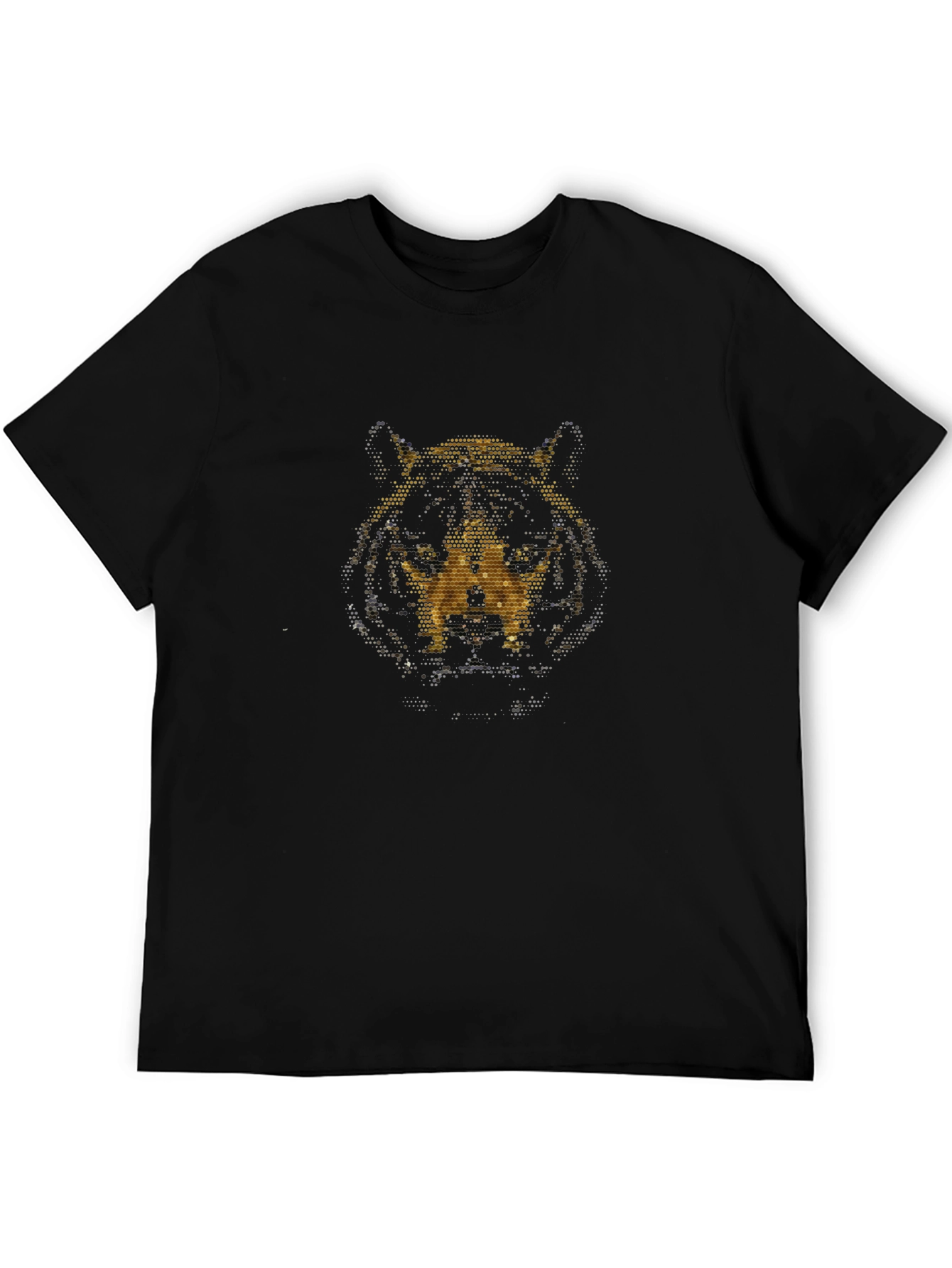 Tiger Head Graphic Print Mens Black T-Shirt