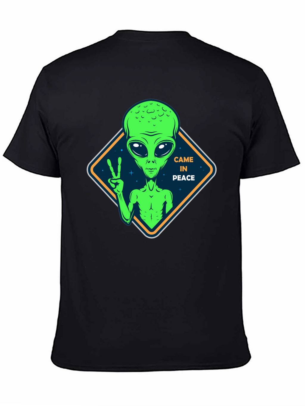 Peaceful Alien Black T-Shirt - Extra Terrestrial Design