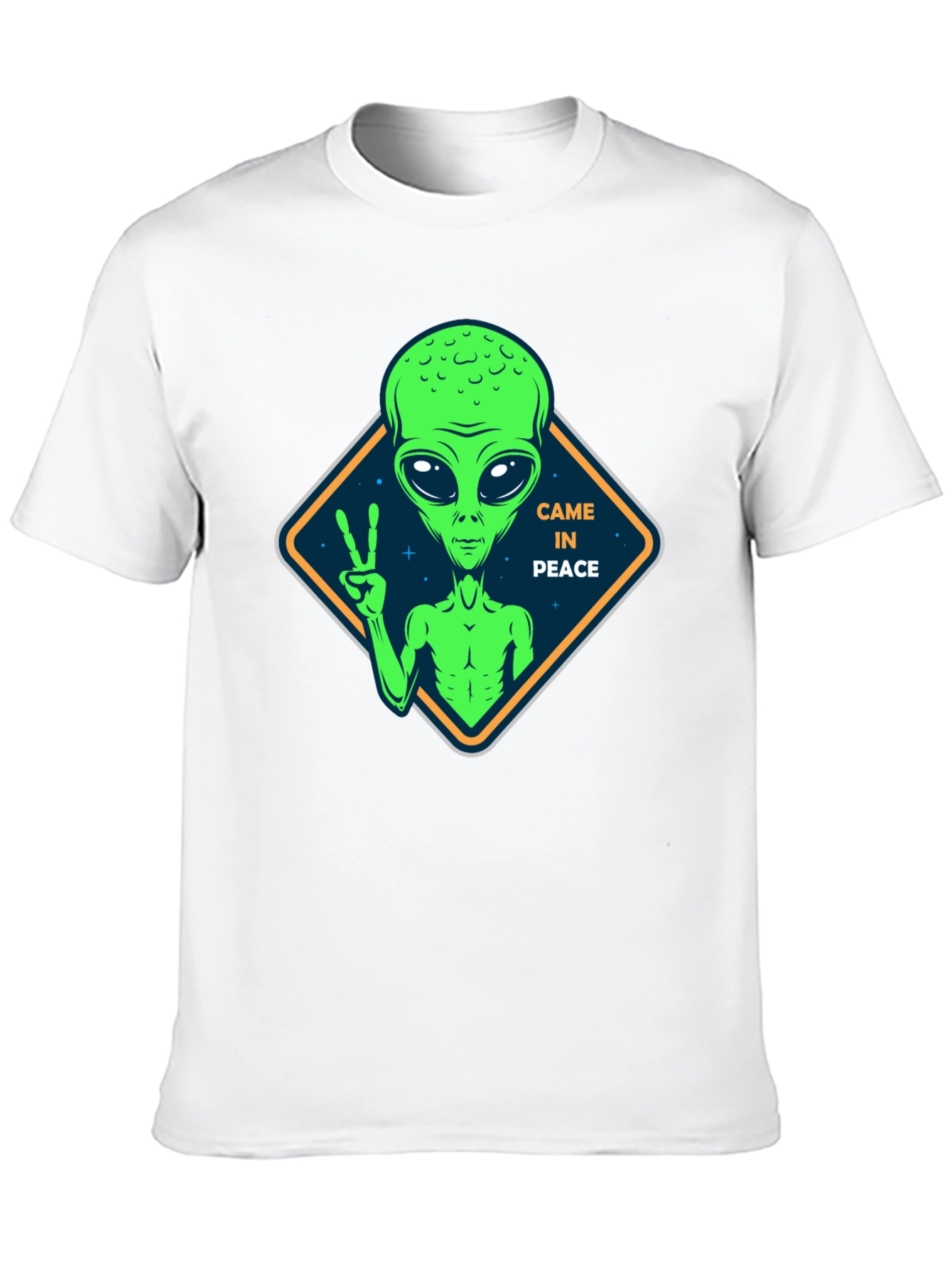 Peaceful Alien Black T-Shirt - Extra Terrestrial Design