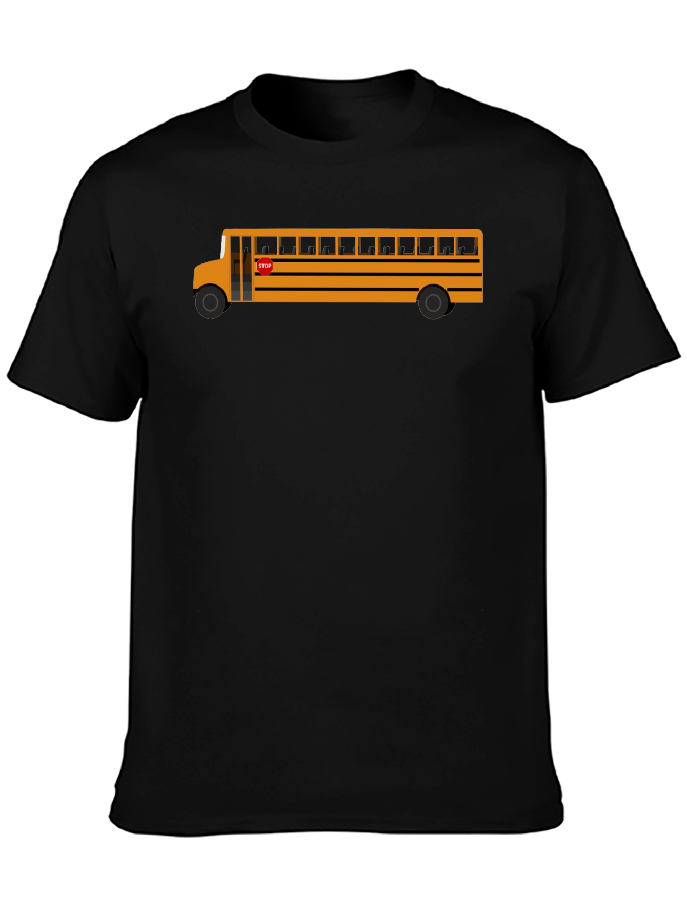 School Bus Graphic Tee - Black Cotton T-Shirt